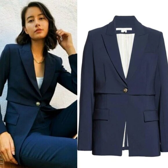 Veronica Beard Mori Tiered Stretch Dickey Jacket Size 4 - Picture 4 of 7